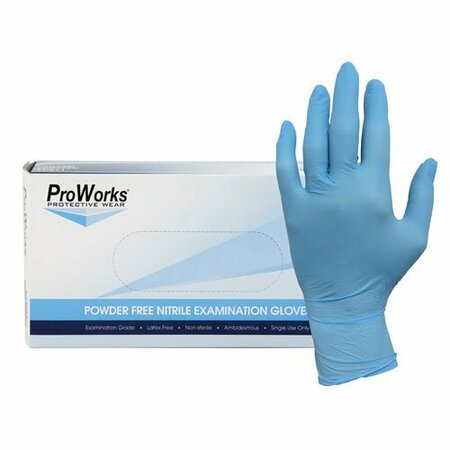 HOSPECO Nitrile Exam Gloves, 5 mil Palm Thickness, Nitrile, Powder-Free, L, 100 PK GL-N106FL
